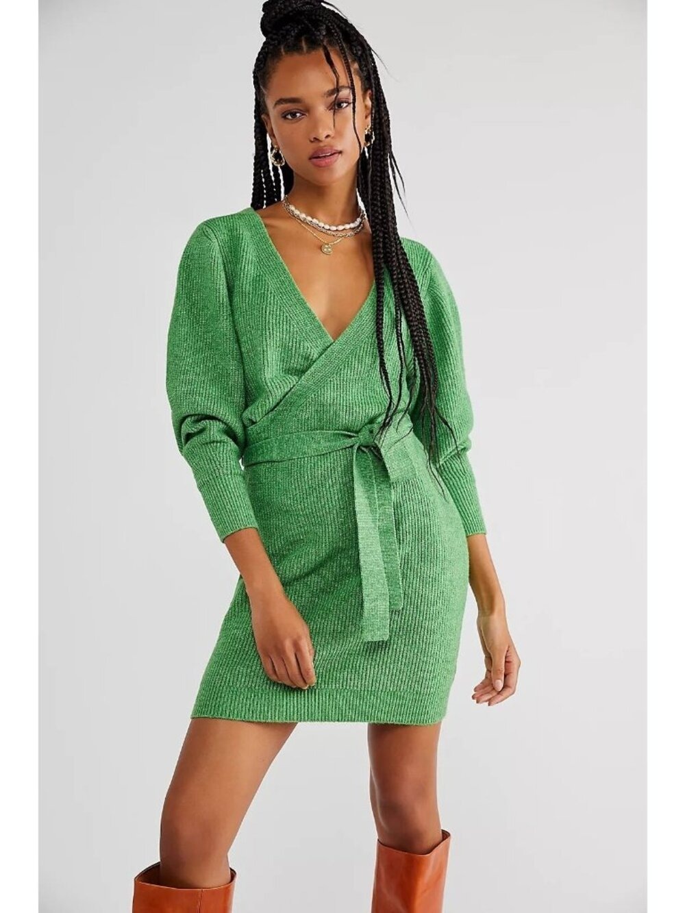 FREE PEOPLE Sienna Green Wrap Dress Small NWT